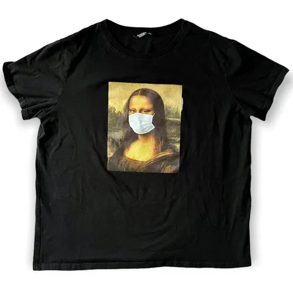 SHEIN Shirts Shein Mona Lisa Masked Graphic Tee Shirt Size 4xl